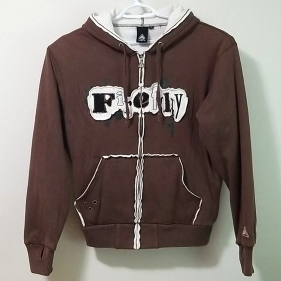Firefly Men's Brown Fleeced Lined Hoodie With Spell Out Unisex - Picture 1 of 6